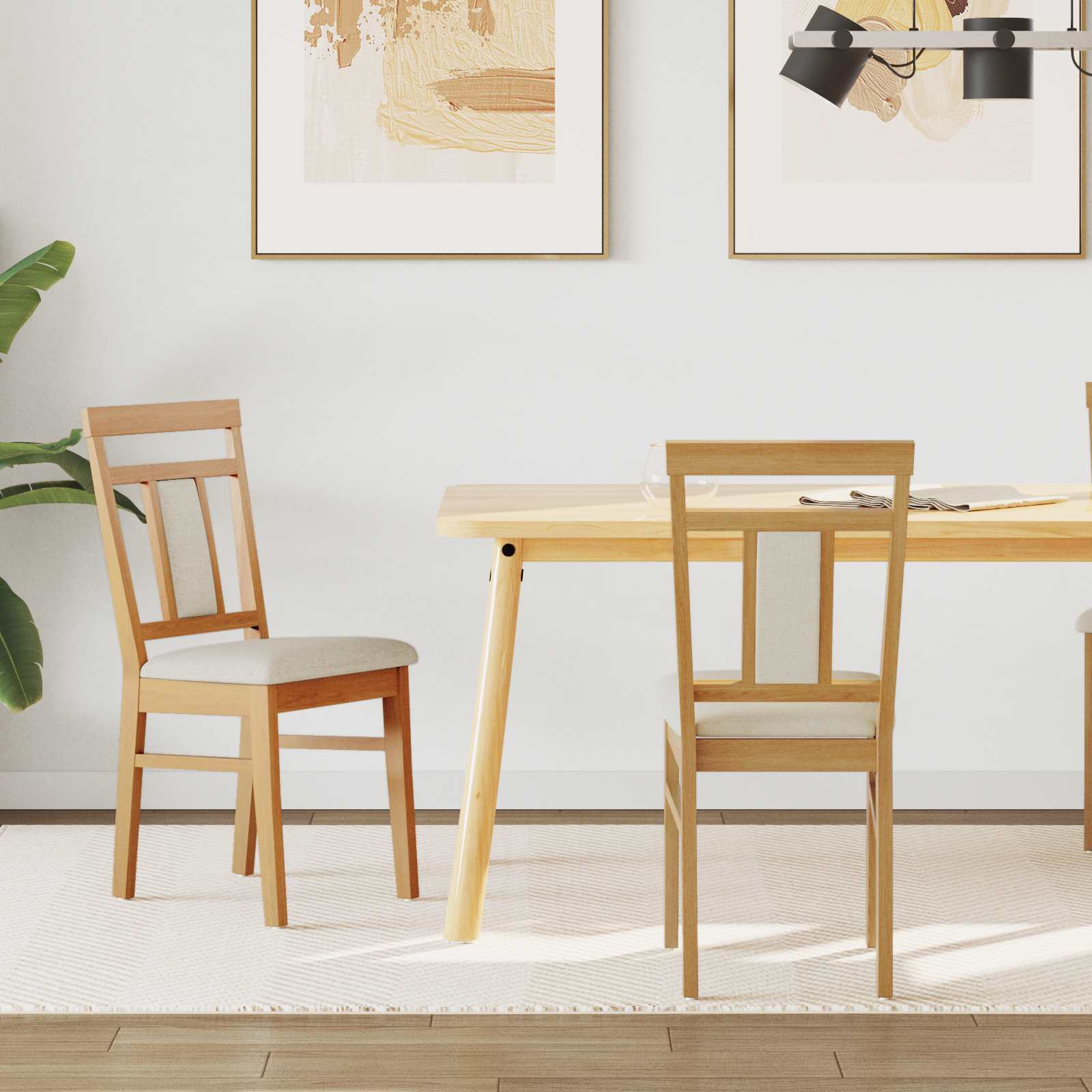 Καρέκλα τραπεζαρίας 2 pcs Φυσικό και Ανοιχτό