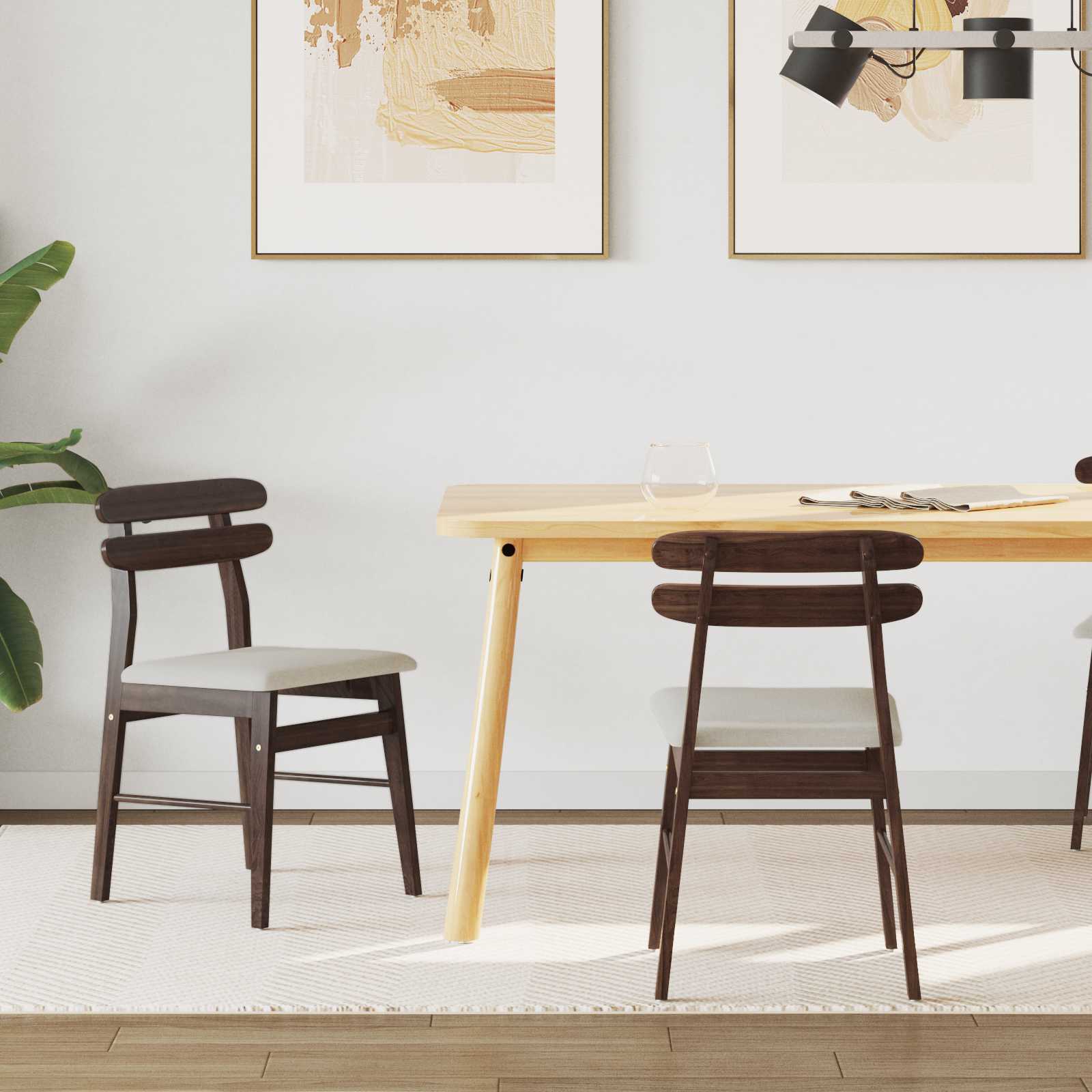 Καρέκλα τραπεζαρίας 2 pcs Ανοιχτό Καφέ και Ανοιχτό