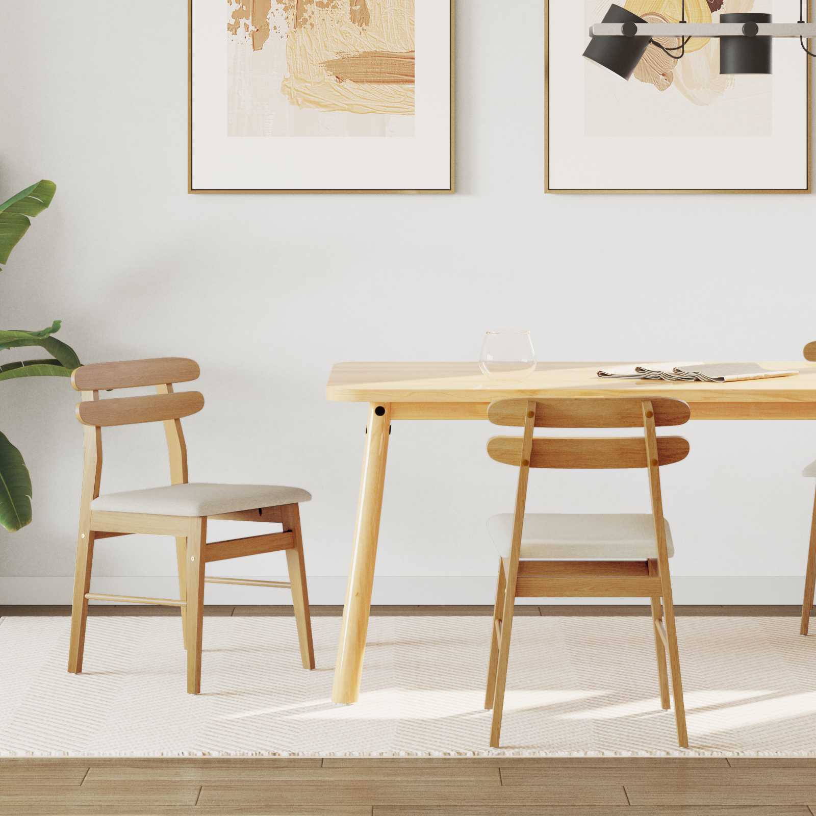 Καρέκλα τραπεζαρίας 2 pcs Φυσικό και Ανοιχτό - Pakobazaar