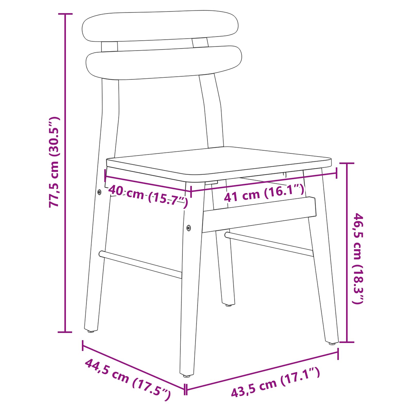 Καρέκλα τραπεζαρίας 2 pcs Λευκό Στερεό Ξύλο Ραβέντι
