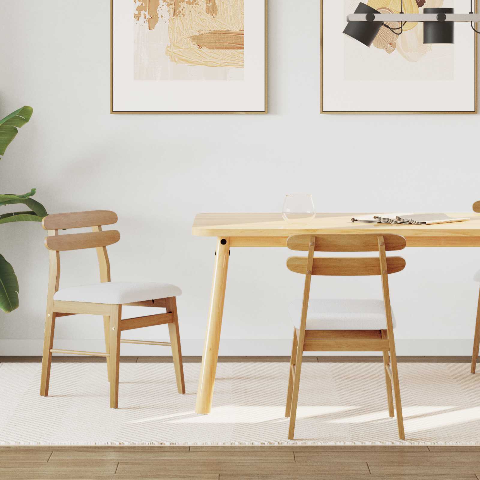 Καρέκλα τραπεζαρίας 2 pcs Φυσικό και Ανοιχτό