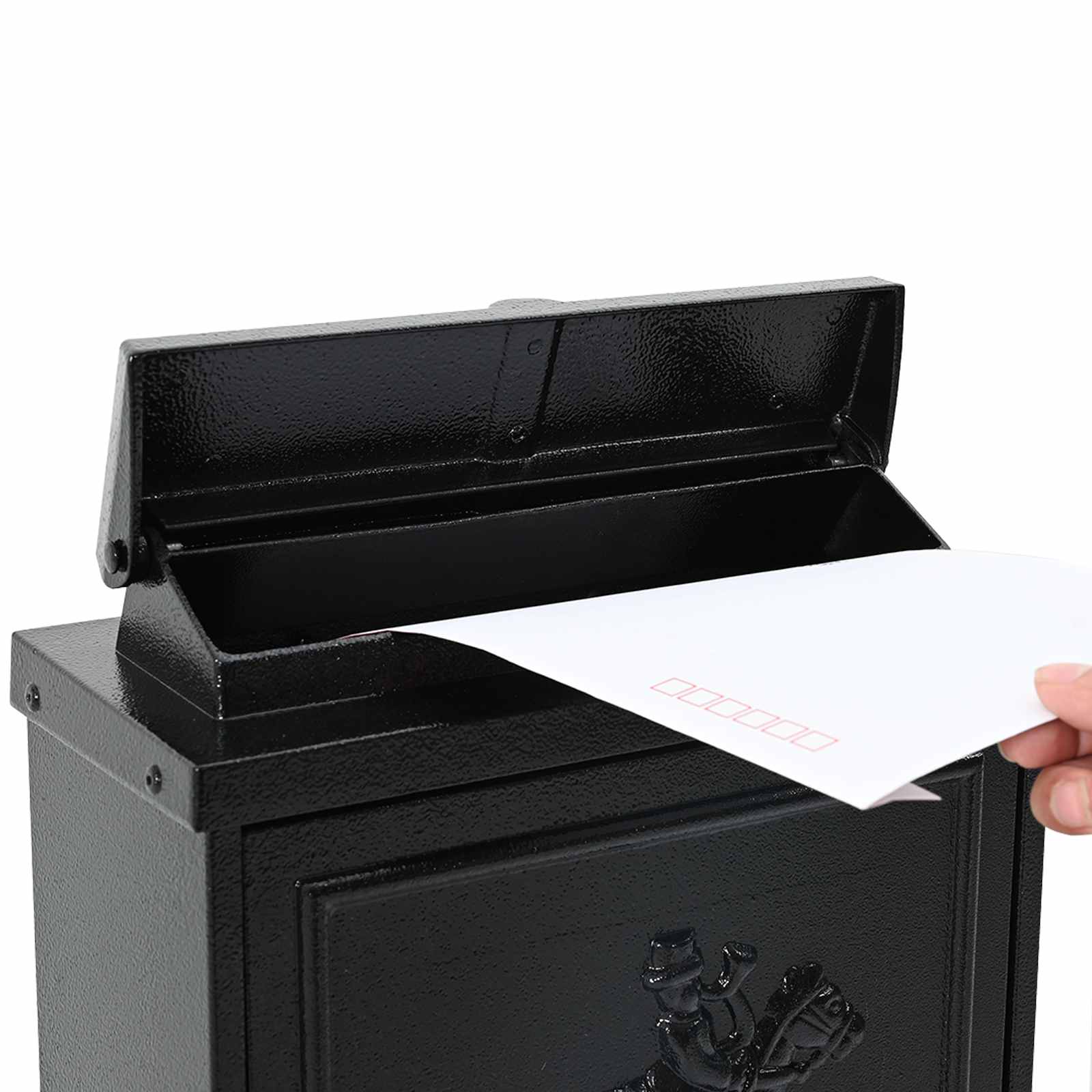 Επιτοίχιος Ταχυδρομικός Κάδος με πόρτα Μαύρο 29 x 13 x 41 εκ. - Pakobazaar