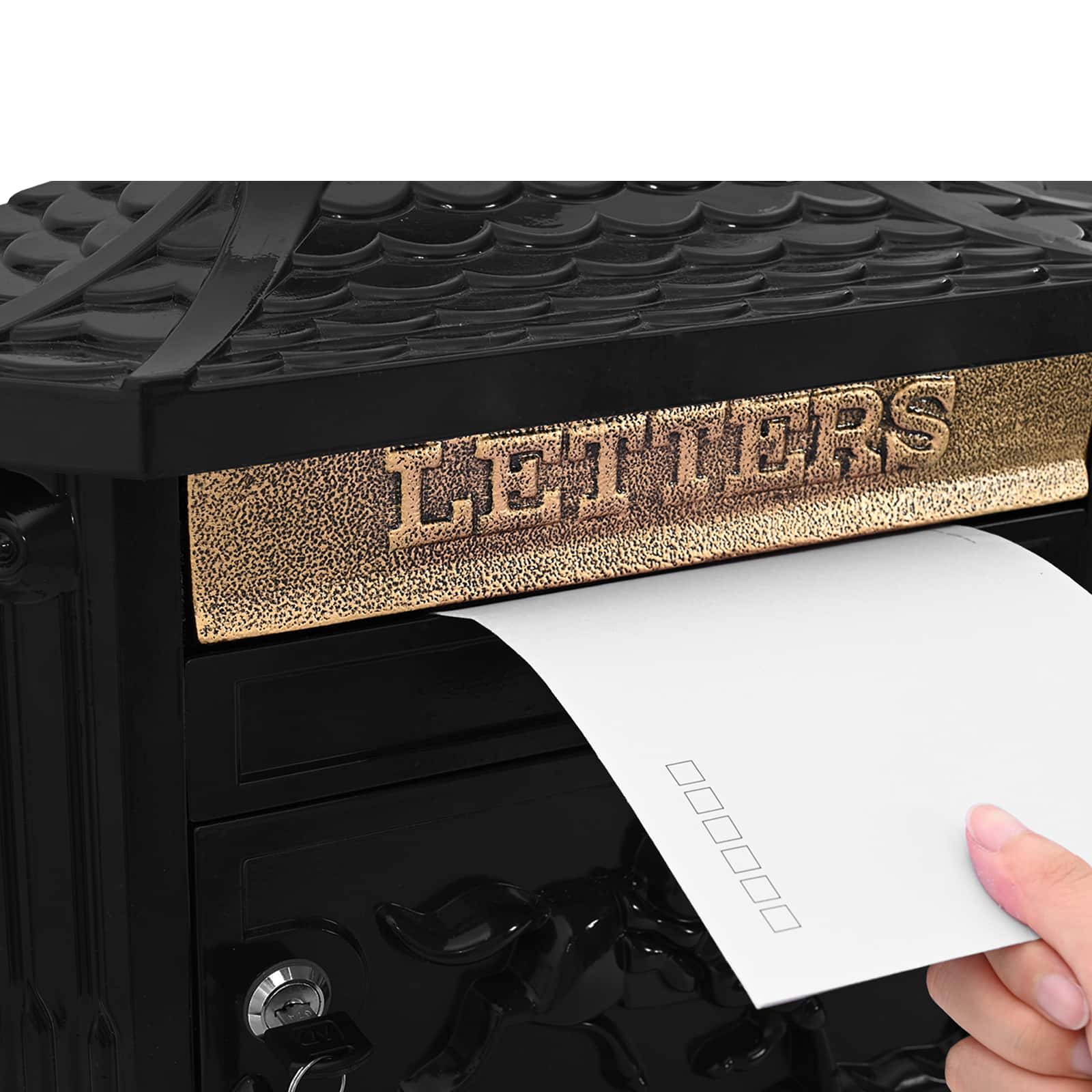 Επιτοίχιος Ταχυδρομικός Κάδος με πόρτα Μαύρο 40,5 x 16 x 45 εκ - Pakobazaar