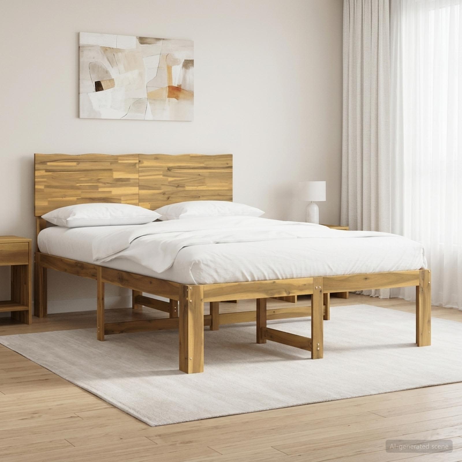 Διπλό Κρεβάτι με Κεφαλάρι ROSTOCK Λευκό 135 x 190 cm - Pakobazaar