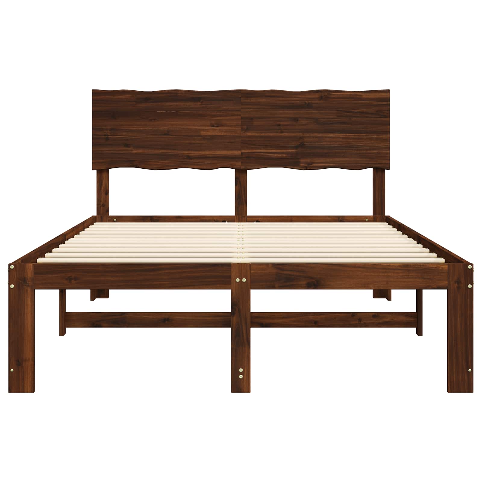 Διπλό Κρεβάτι με Κεφαλάρι ROSTOCK Σκούρο Καφέ 140 x 190 cm - Pakobazaar