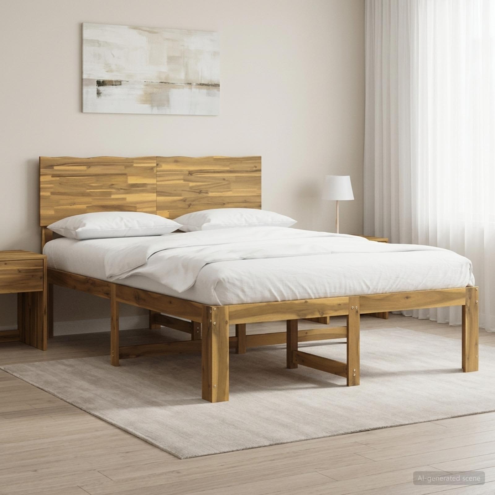 Διπλό Κρεβάτι με Κεφαλάρι ROSTOCK Λευκό 140 x 190 cm - Pakobazaar