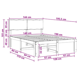 Διπλό Κρεβάτι με Κεφαλάρι ROSTOCK Λευκό 140 x 190 cm - Pakobazaar