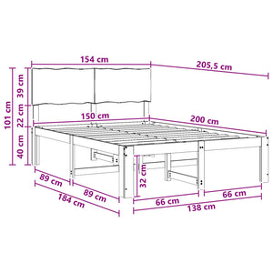 Διπλό Κρεβάτι με Κεφαλάρι ROSTOCK Λευκό 150 x 200 cm - Pakobazaar