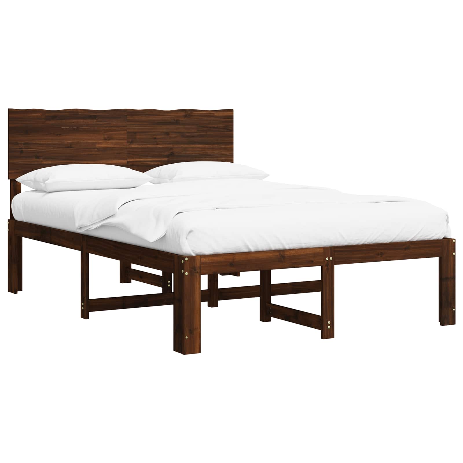 Διπλό Κρεβάτι με Κεφαλάρι ROSTOCK Σκούρο Καφέ 160 x 200 cm - Pakobazaar