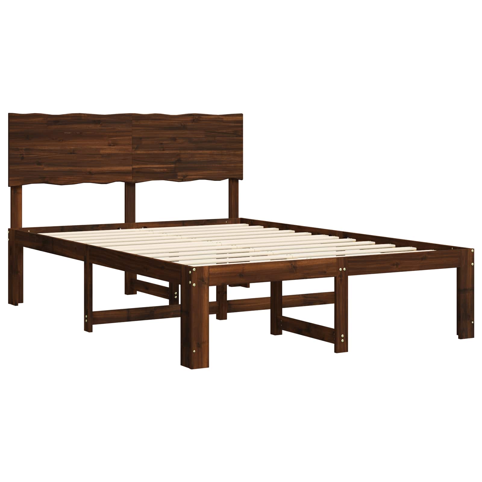 Διπλό Κρεβάτι με Κεφαλάρι ROSTOCK Σκούρο Καφέ 160 x 200 cm - Pakobazaar