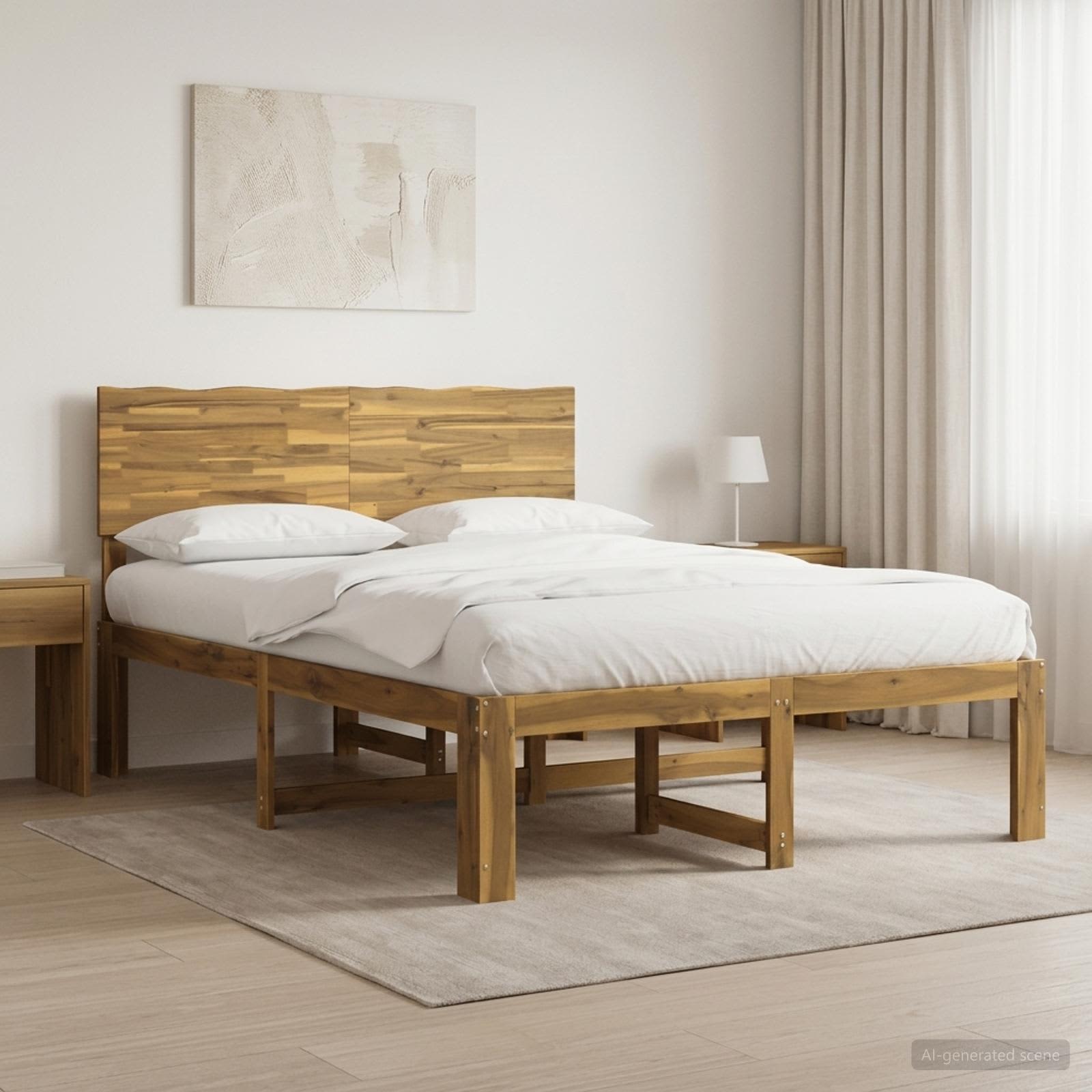 Διπλό Κρεβάτι με Κεφαλάρι ROSTOCK Λευκό 160 x 200 cm - Pakobazaar