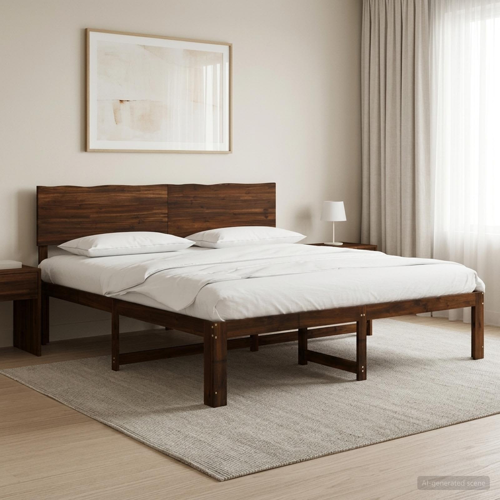 Διπλό Κρεβάτι με Κεφαλάρι ROSTOCK Σκούρο Καφέ 180 x 200 cm - Pakobazaar