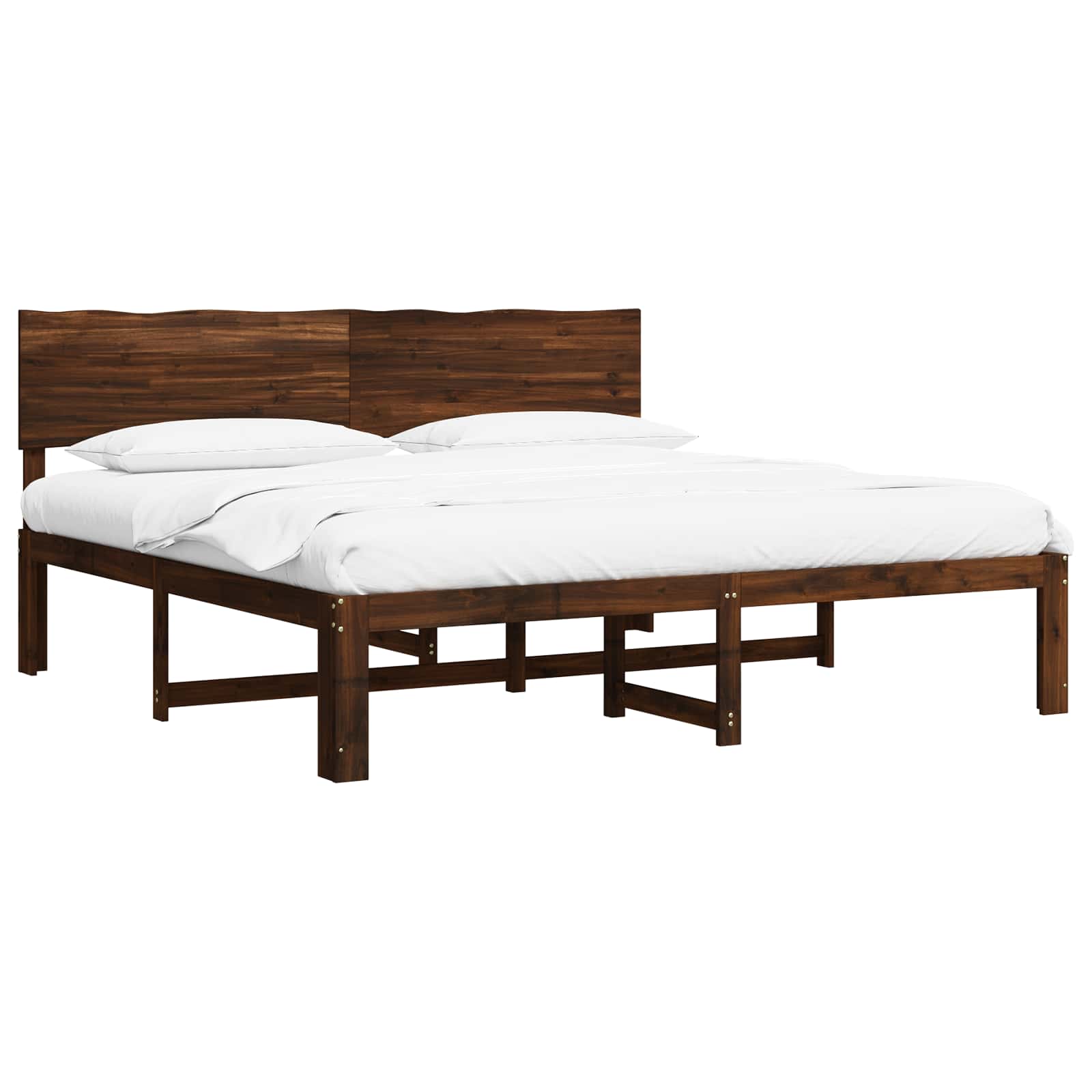 Διπλό Κρεβάτι με Κεφαλάρι ROSTOCK Σκούρο Καφέ 180 x 200 cm - Pakobazaar