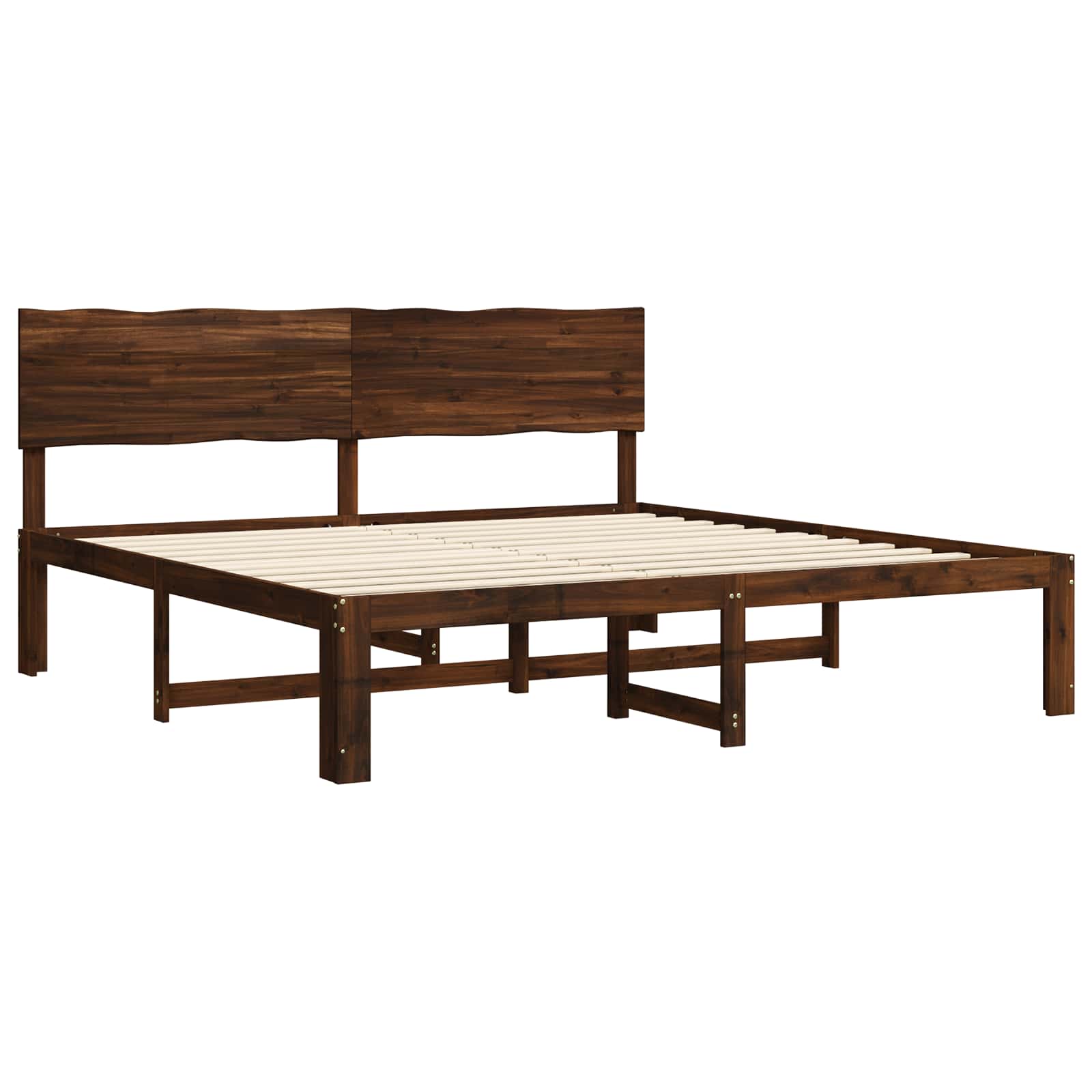 Διπλό Κρεβάτι με Κεφαλάρι ROSTOCK Σκούρο Καφέ 180 x 200 cm - Pakobazaar