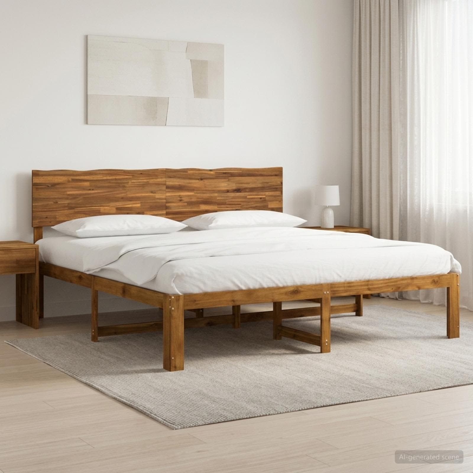 Διπλό Κρεβάτι με Κεφαλάρι ROSTOCK Φυσικό 180 x 200 cm - Pakobazaar