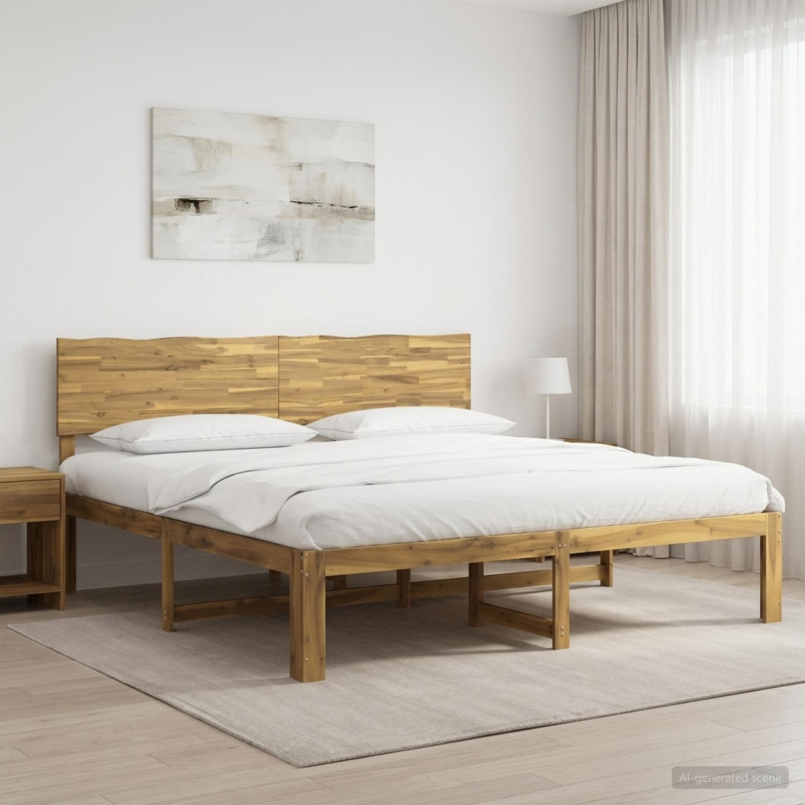 Διπλό Κρεβάτι με Κεφαλάρι ROSTOCK Λευκό 180 x 200 cm