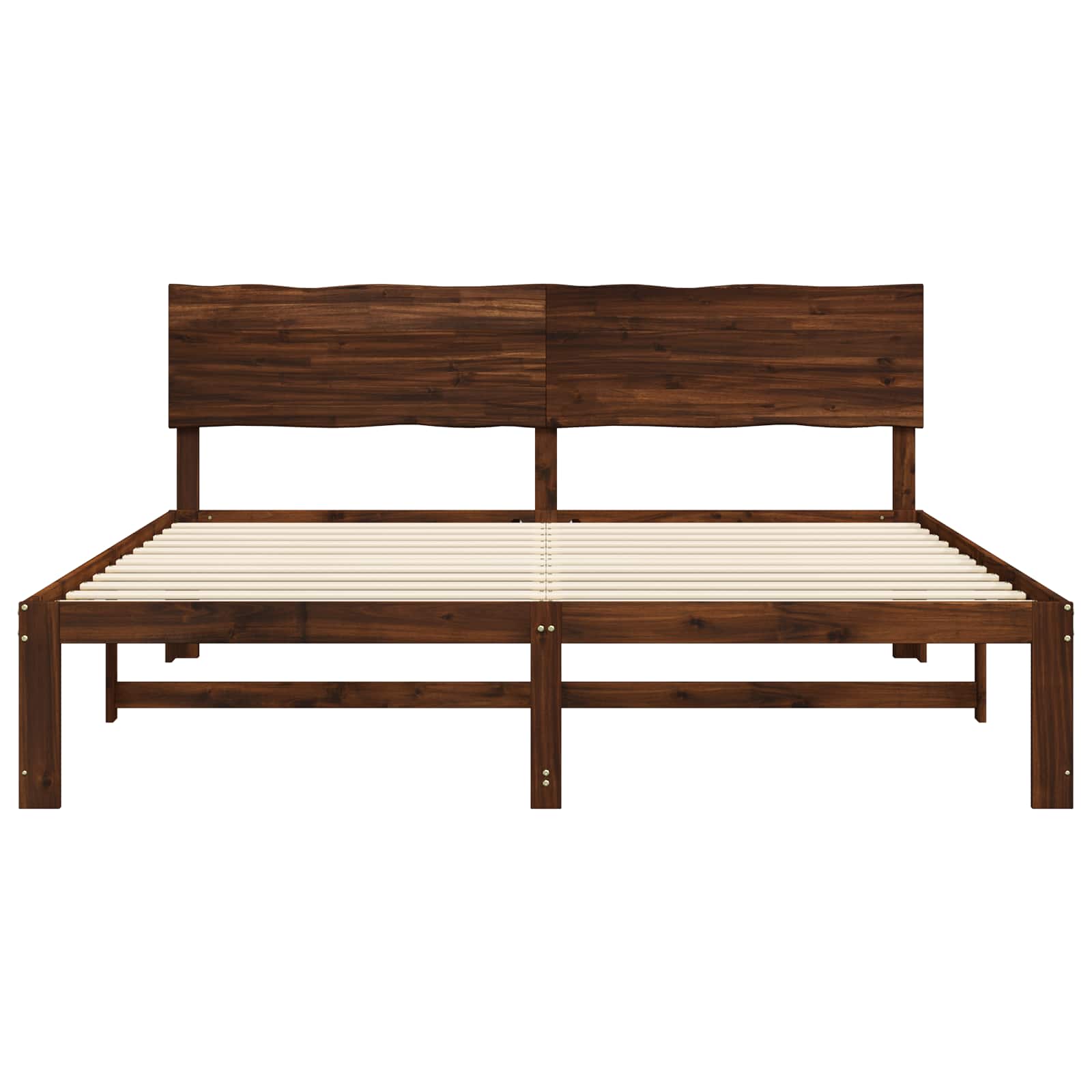 Διπλό Κρεβάτι με Κεφαλάρι ROSTOCK Σκούρο Καφέ 200 x 200 cm - Pakobazaar
