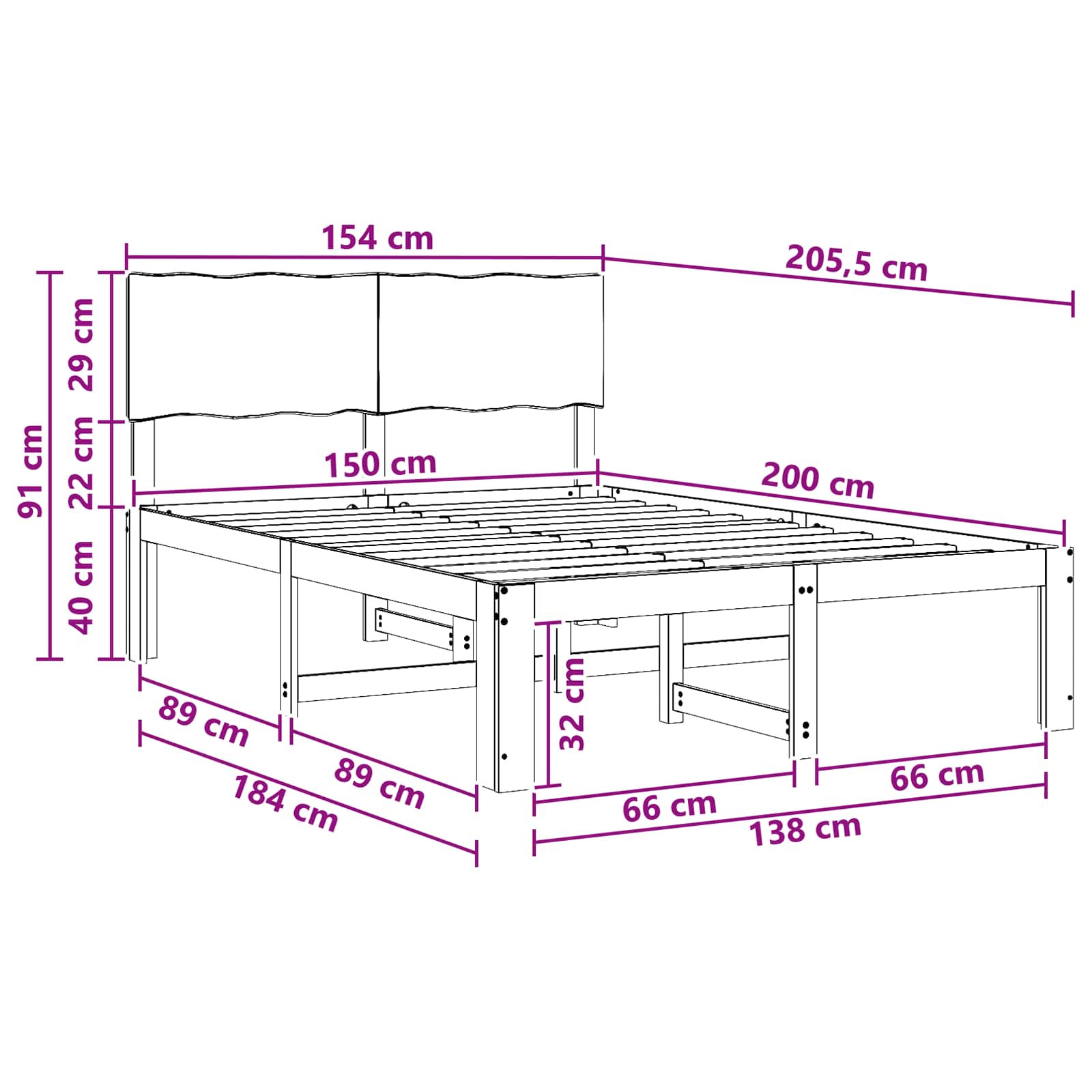 Διπλό Κρεβάτι με Κεφαλάρι ROSTOCK Φυσικό 150 x 200 cm - Pakobazaar