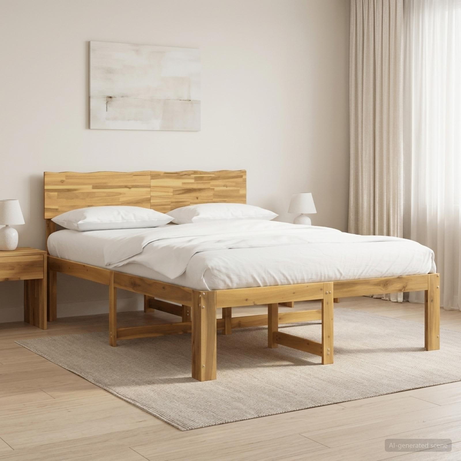 Διπλό Κρεβάτι με Κεφαλάρι ROSTOCK Λευκό 150 x 200 cm - Pakobazaar