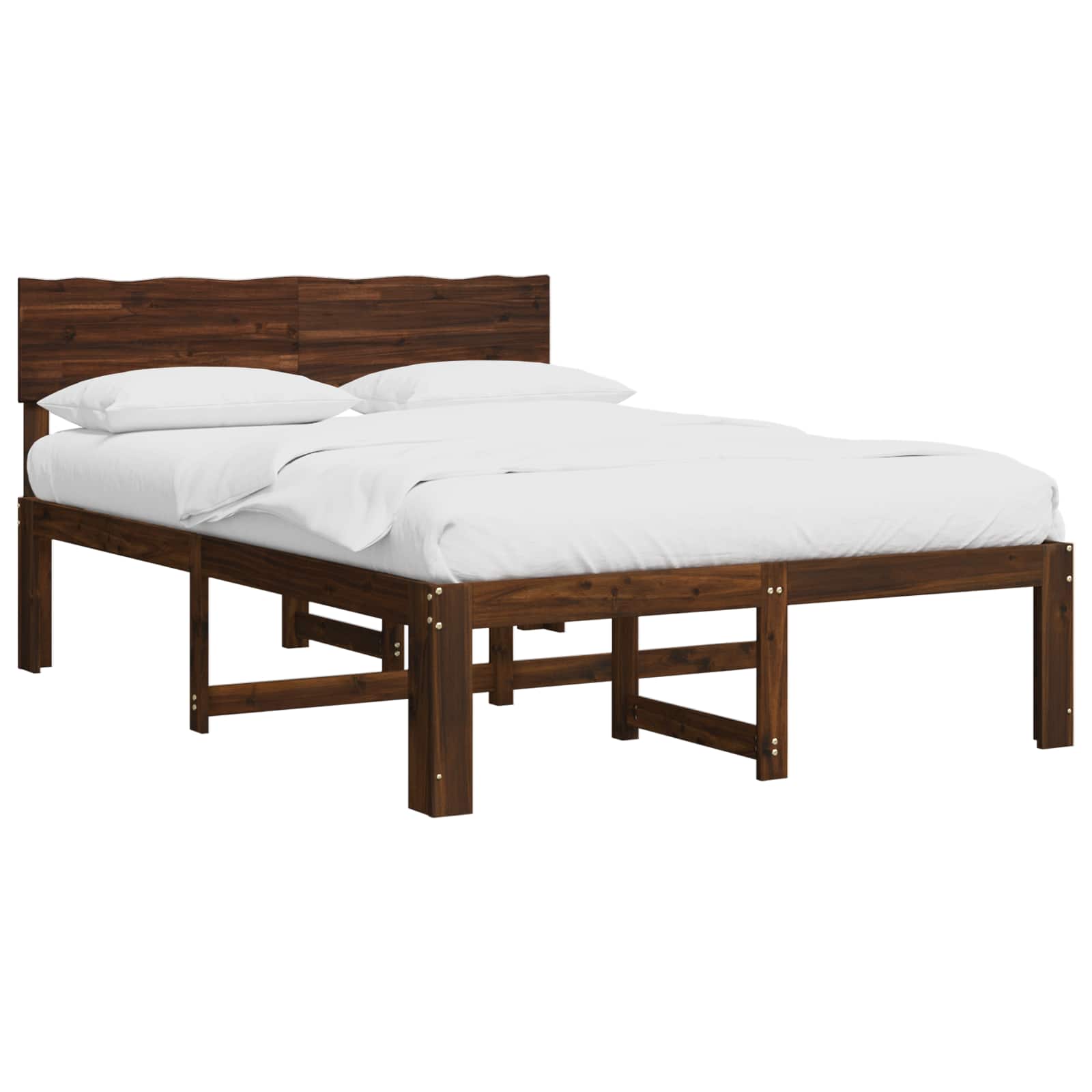 Διπλό Κρεβάτι με Κεφαλάρι ROSTOCK Σκούρο Καφέ 160 x 200 cm - Pakobazaar