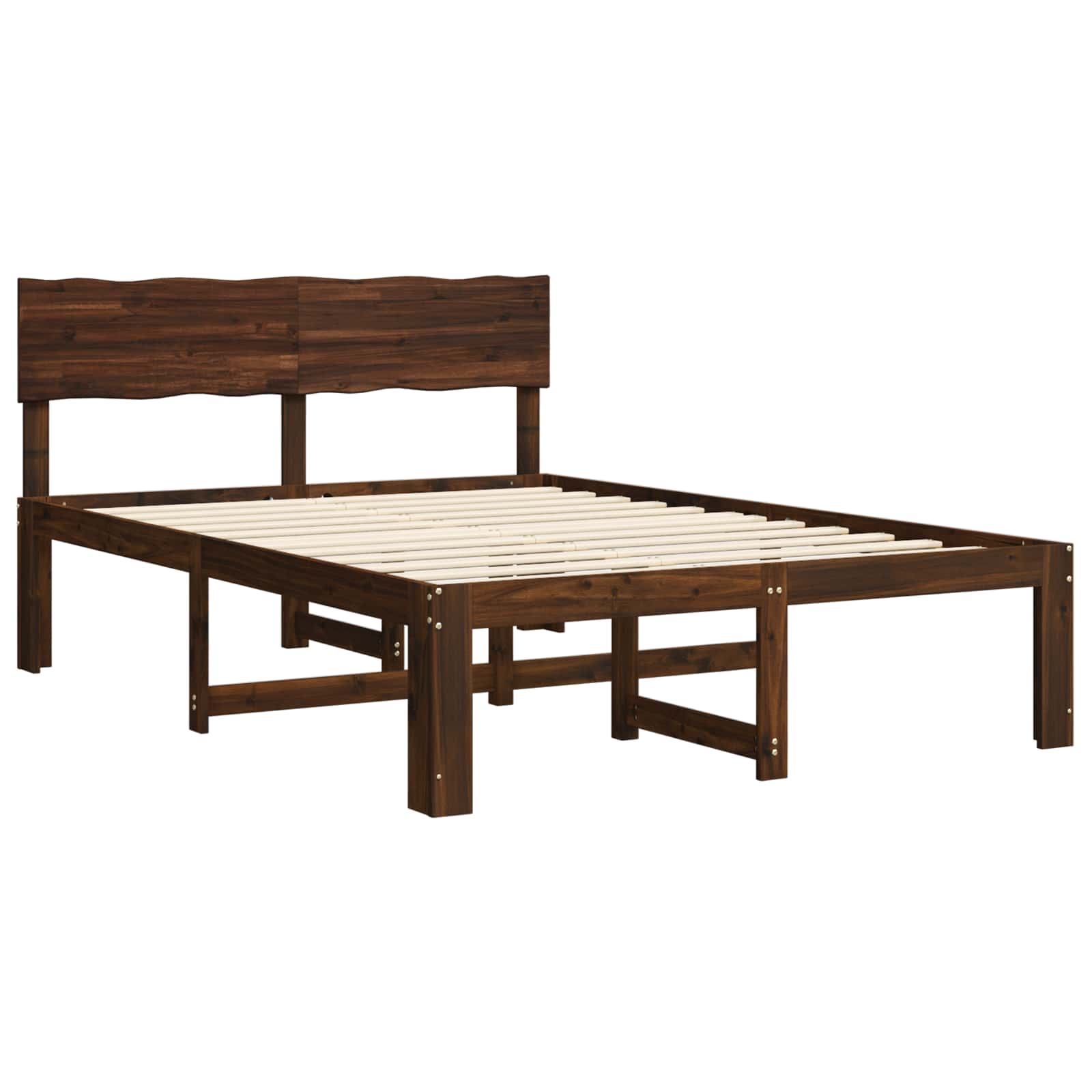 Διπλό Κρεβάτι με Κεφαλάρι ROSTOCK Σκούρο Καφέ 160 x 200 cm - Pakobazaar