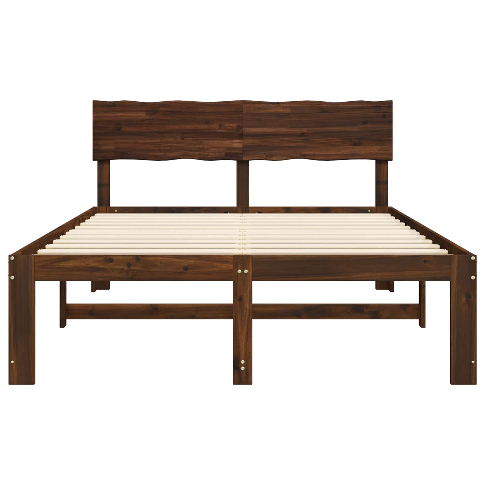 Διπλό Κρεβάτι με Κεφαλάρι ROSTOCK Σκούρο Καφέ 160 x 200 cm - Pakobazaar