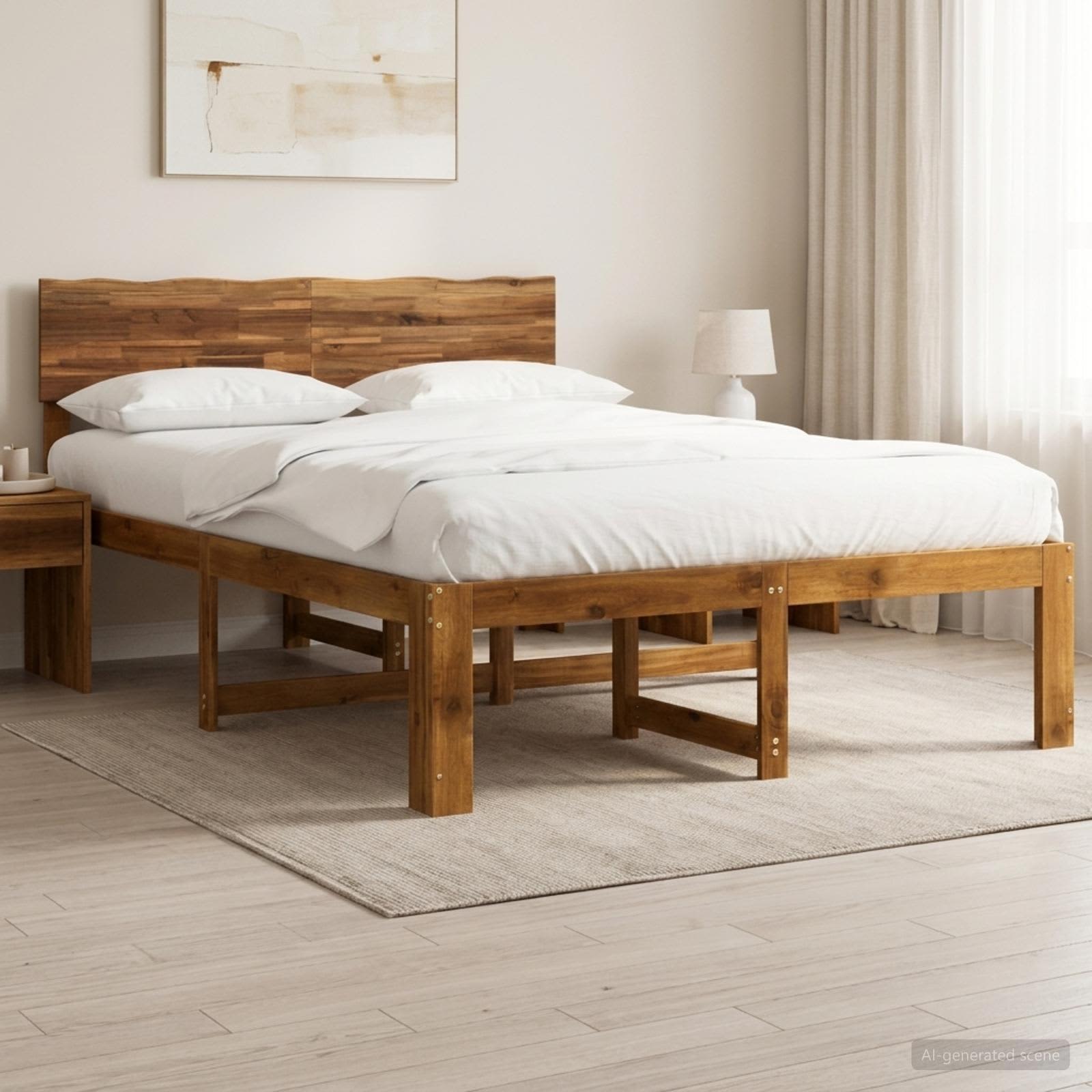 Διπλό Κρεβάτι με Κεφαλάρι ROSTOCK Φυσικό 160 x 200 cm - Pakobazaar