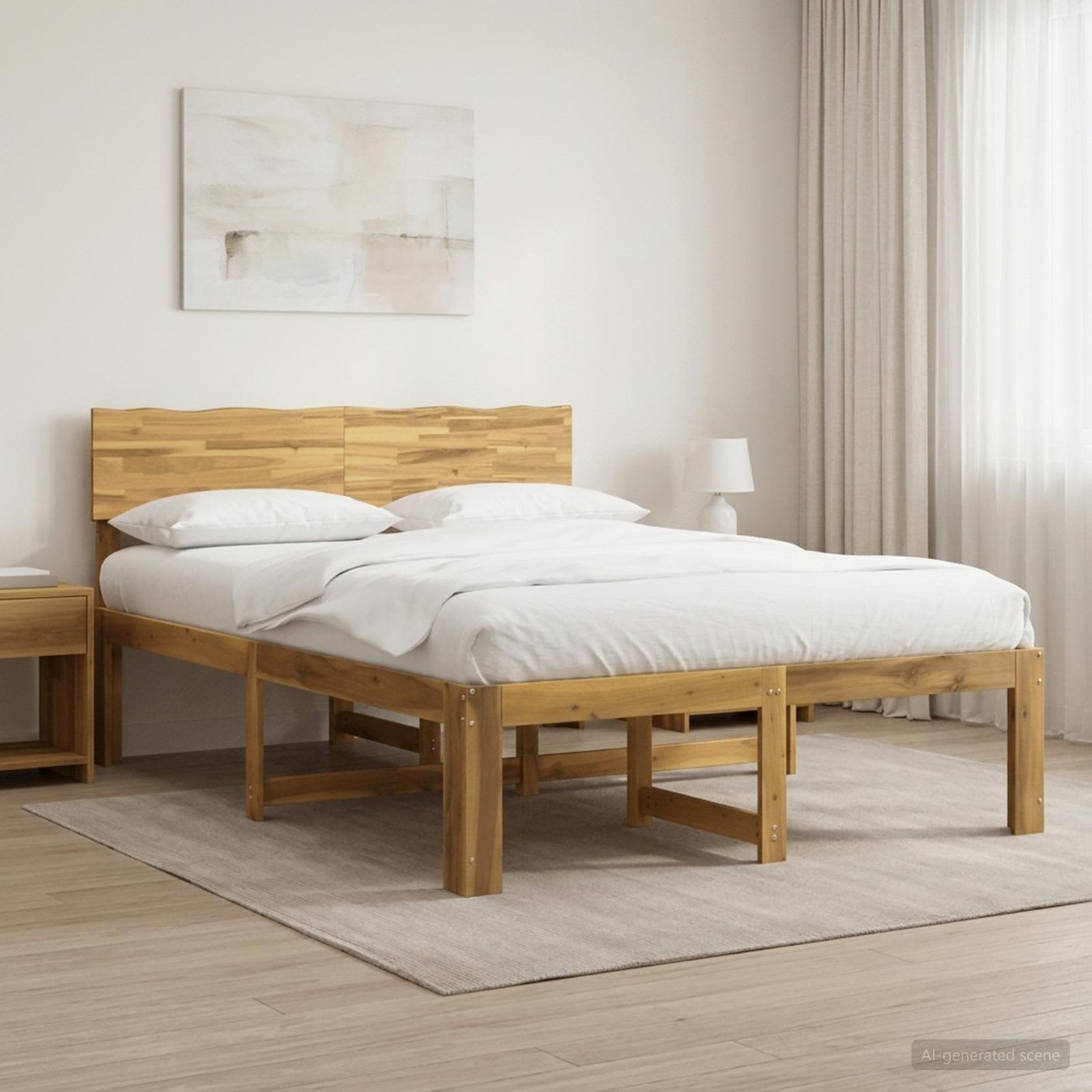 Διπλό Κρεβάτι με Κεφαλάρι ROSTOCK Λευκό 160 x 200 cm