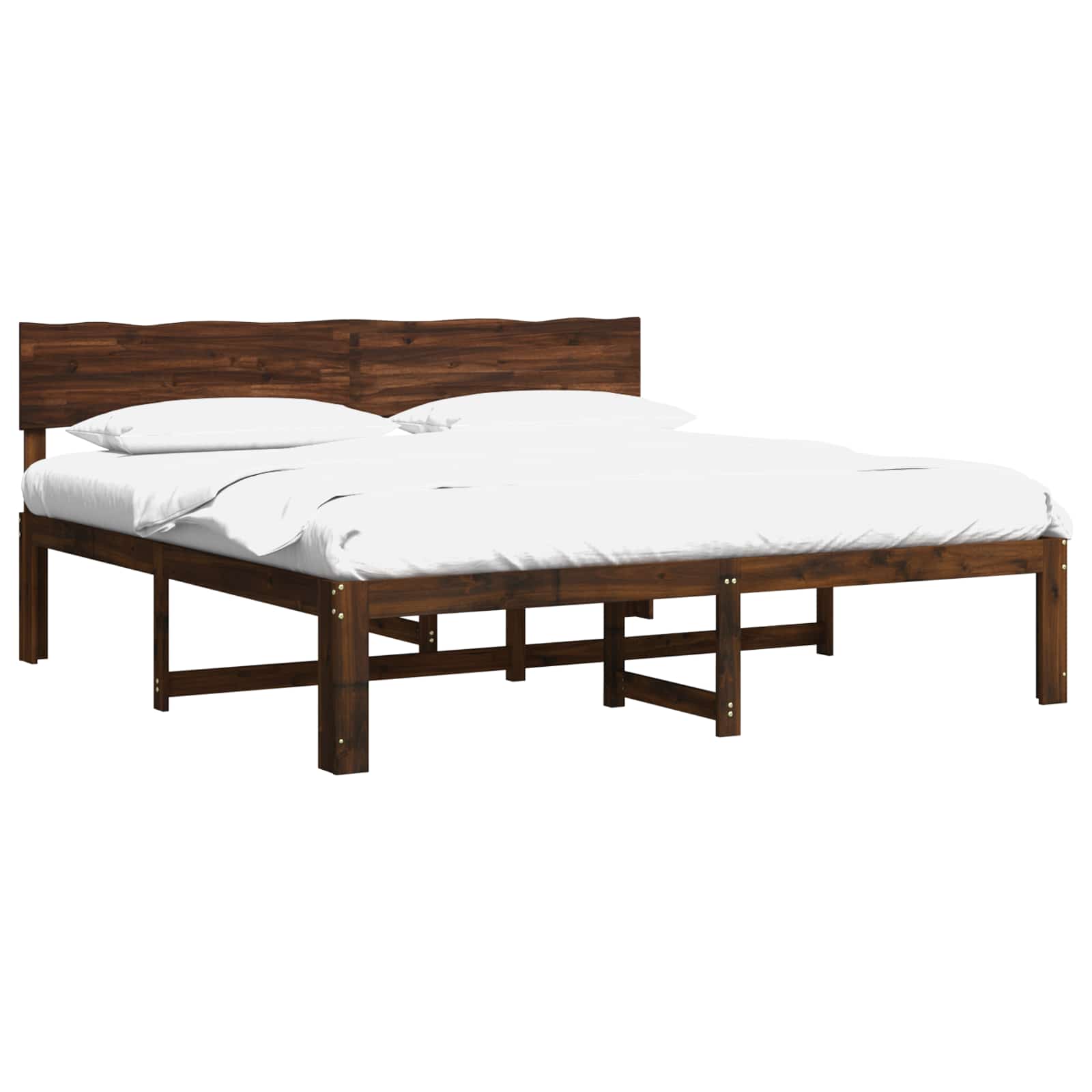 Διπλό Κρεβάτι με Κεφαλάρι ROSTOCK Σκούρο Καφέ 180 x 200 cm - Pakobazaar