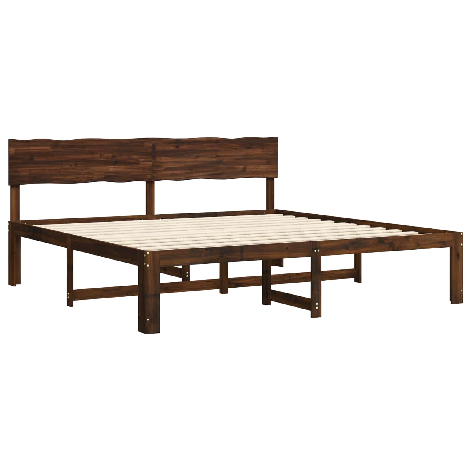 Διπλό Κρεβάτι με Κεφαλάρι ROSTOCK Σκούρο Καφέ 180 x 200 cm - Pakobazaar