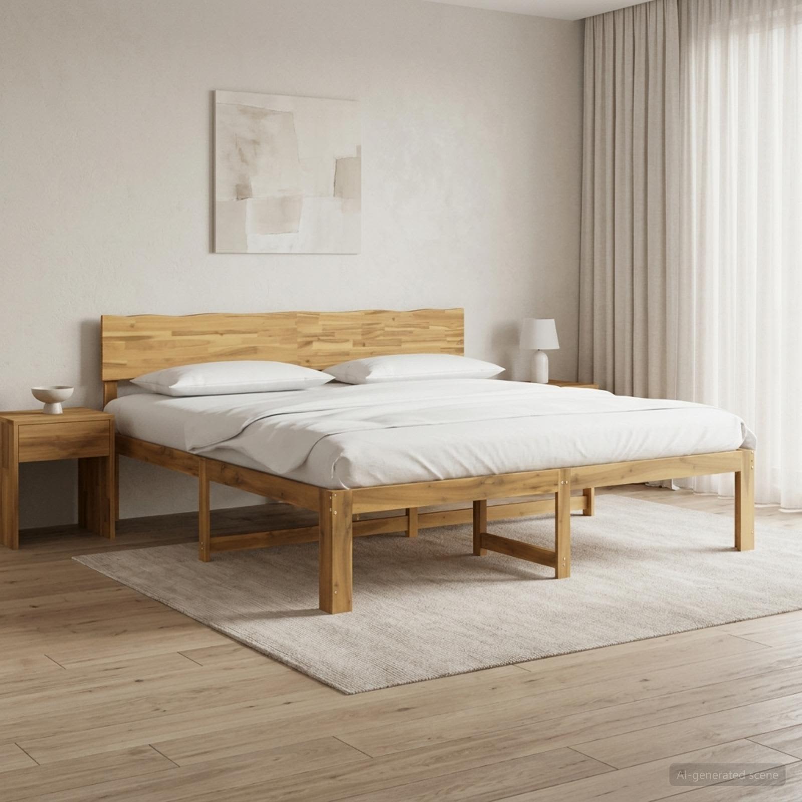 Διπλό Κρεβάτι με Κεφαλάρι ROSTOCK Λευκό 180 x 200 cm - Pakobazaar