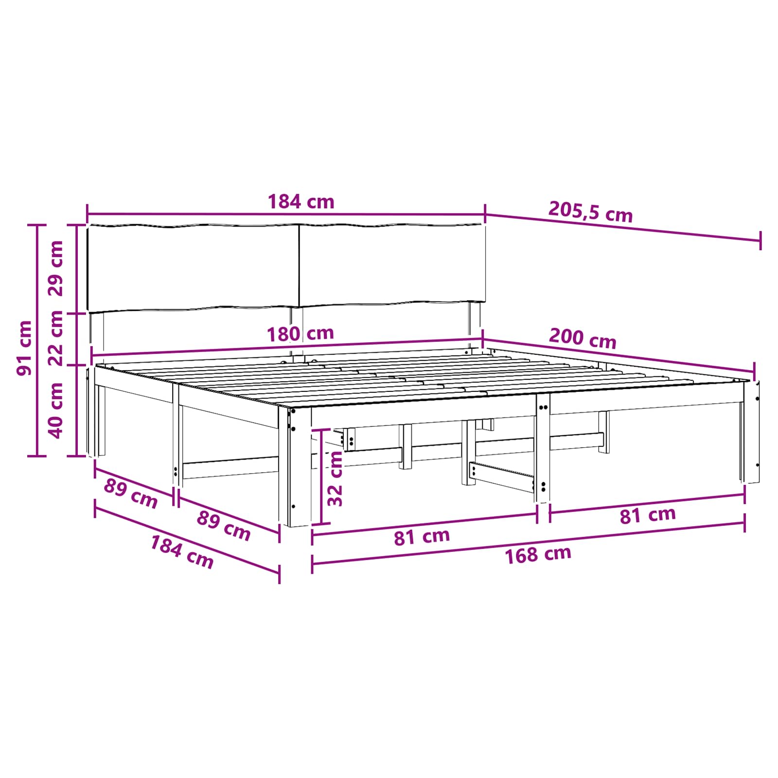 Διπλό Κρεβάτι με Κεφαλάρι ROSTOCK Λευκό 180 x 200 cm - Pakobazaar