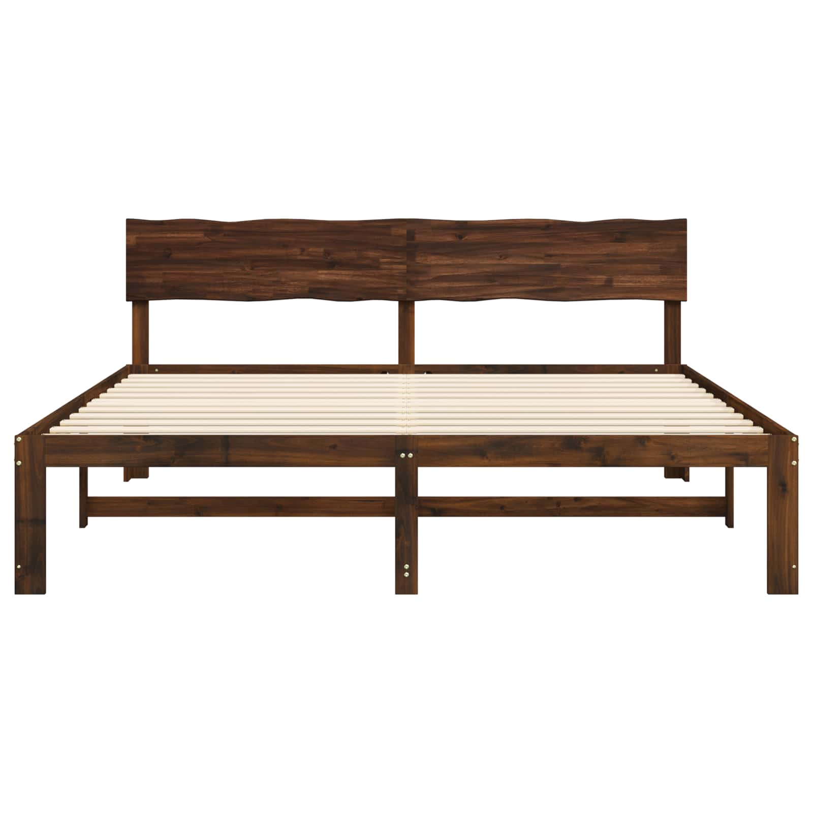 Διπλό Κρεβάτι με Κεφαλάρι ROSTOCK Σκούρο Καφέ 200 x 200 cm - Pakobazaar