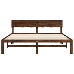Διπλό Κρεβάτι με Κεφαλάρι ROSTOCK Σκούρο Καφέ 200 x 200 cm - Pakobazaar
