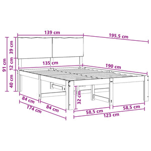 Διπλό Κρεβάτι με Κεφαλάρι ROSTOCK Σκούρο Καφέ 135 x 190 cm - Pakobazaar