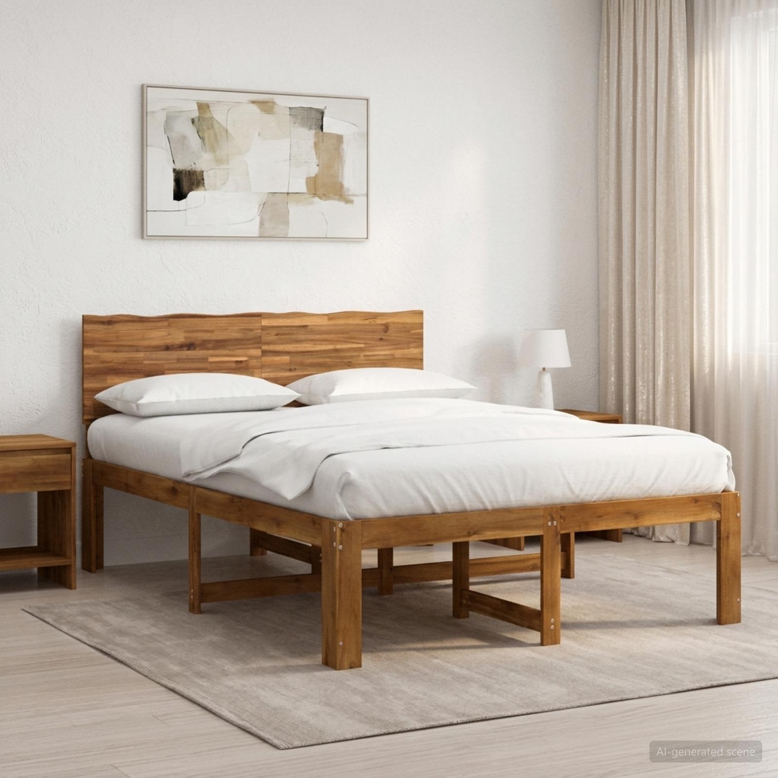 Διπλό Κρεβάτι με Κεφαλάρι ROSTOCK Φυσικό 135 x 190 cm - Pakobazaar