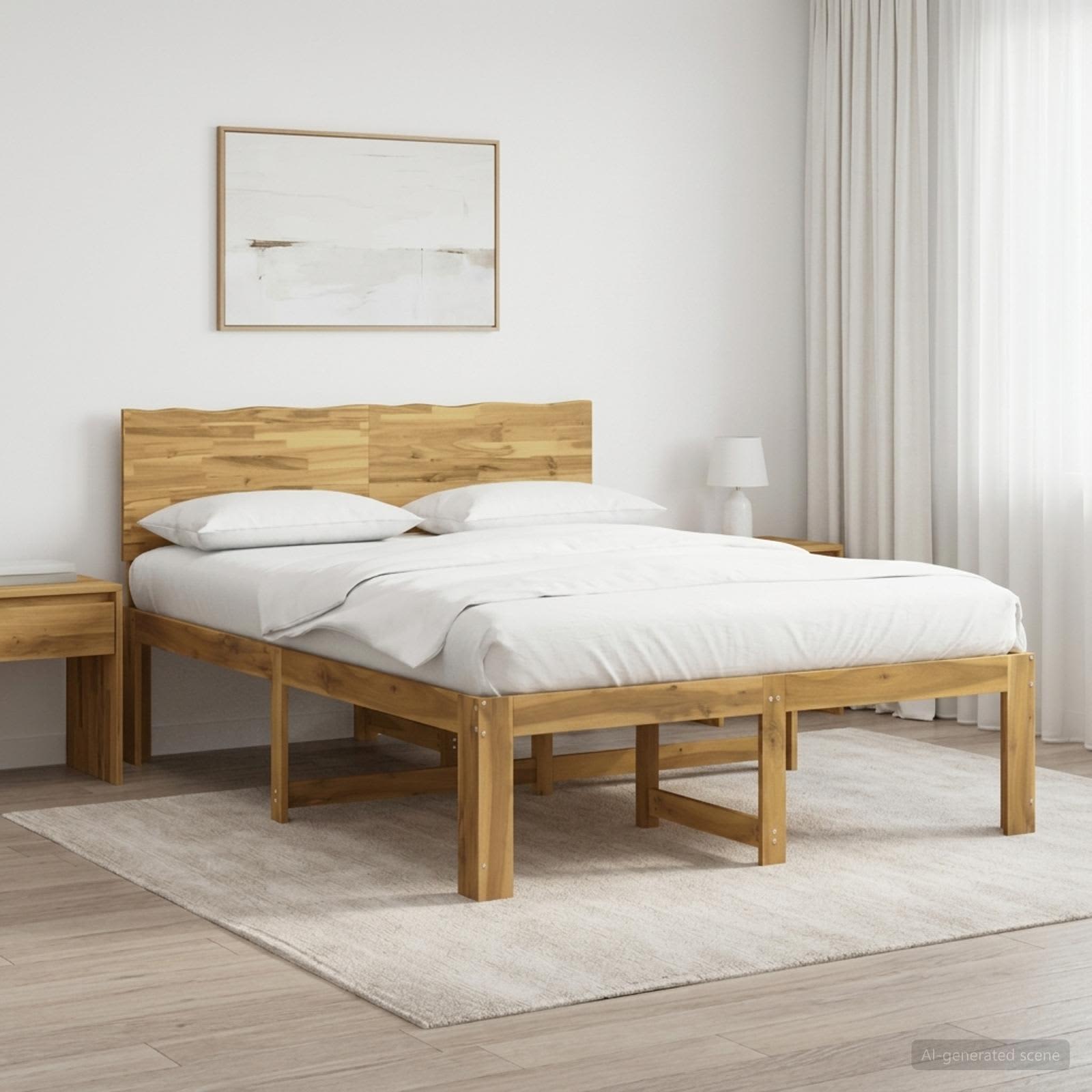 Διπλό Κρεβάτι με Κεφαλάρι ROSTOCK Λευκό 135 x 190 cm - Pakobazaar