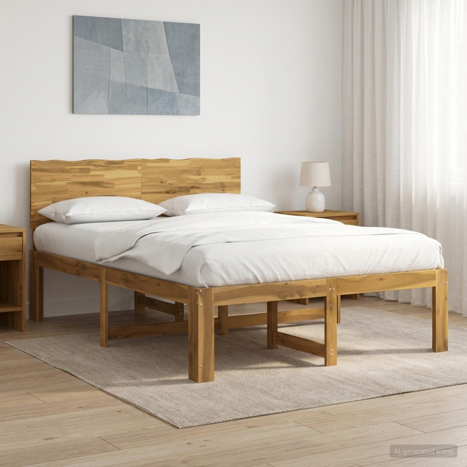 Διπλό Κρεβάτι με Κεφαλάρι ROSTOCK Λευκό 140 x 200 cm