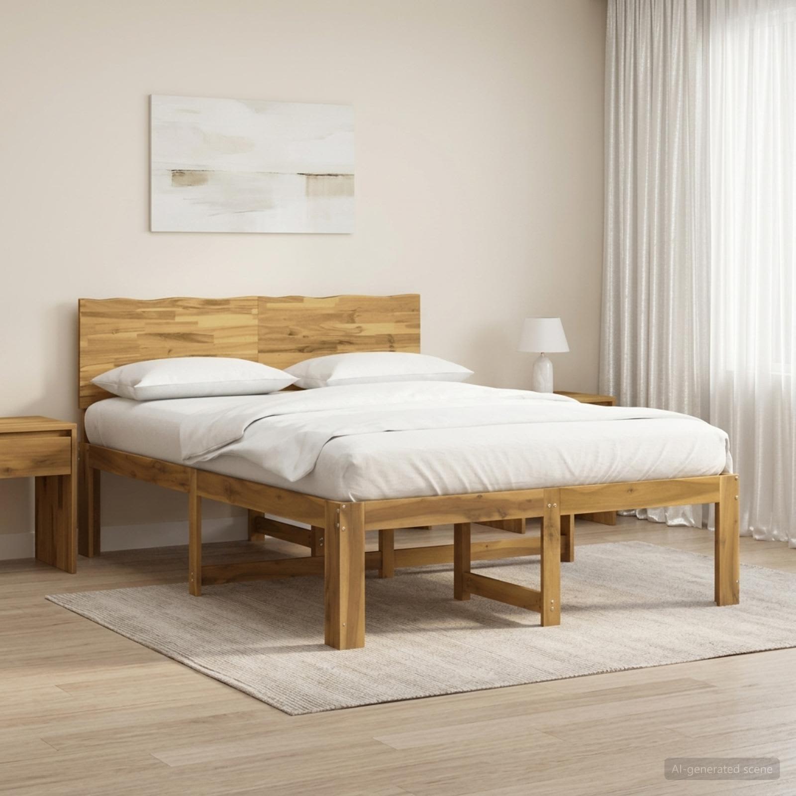 Διπλό Κρεβάτι με Κεφαλάρι ROSTOCK Λευκό 150 x 200 cm - Pakobazaar