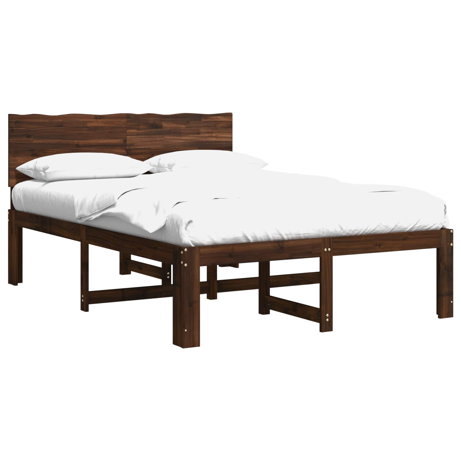 Διπλό Κρεβάτι με Κεφαλάρι ROSTOCK Σκούρο Καφέ 160 x 200 cm - Pakobazaar