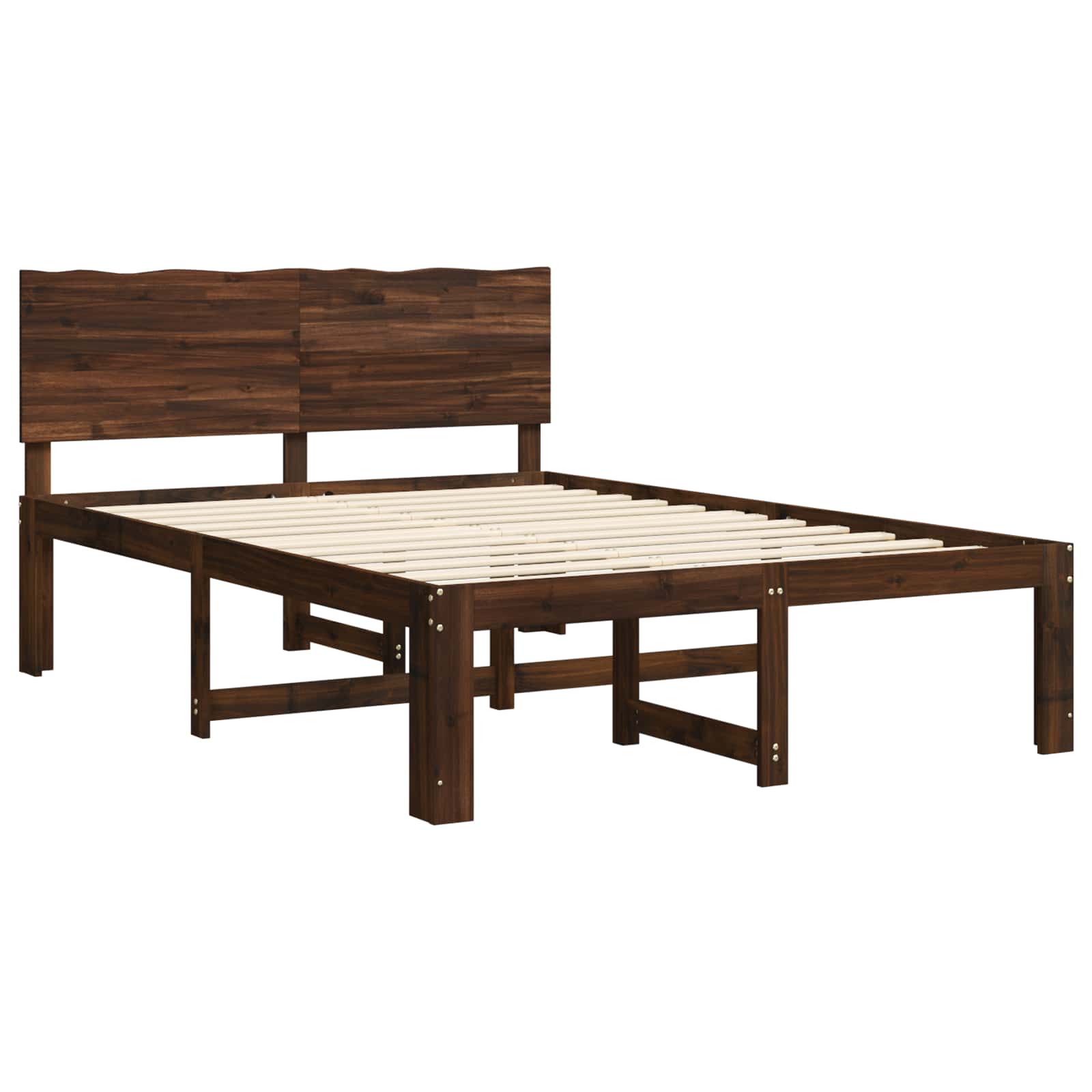Διπλό Κρεβάτι με Κεφαλάρι ROSTOCK Σκούρο Καφέ 160 x 200 cm - Pakobazaar