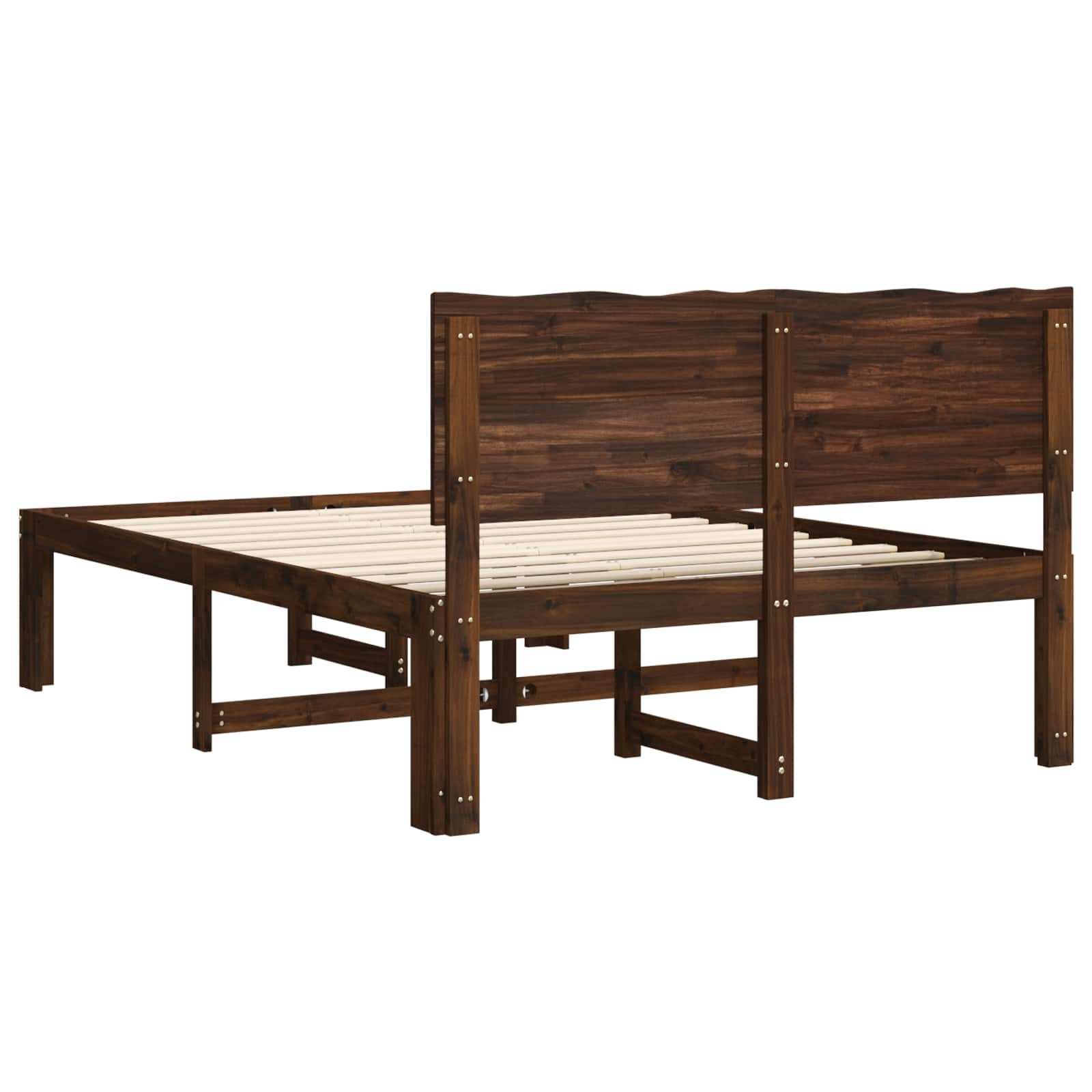 Διπλό Κρεβάτι με Κεφαλάρι ROSTOCK Σκούρο Καφέ 160 x 200 cm - Pakobazaar