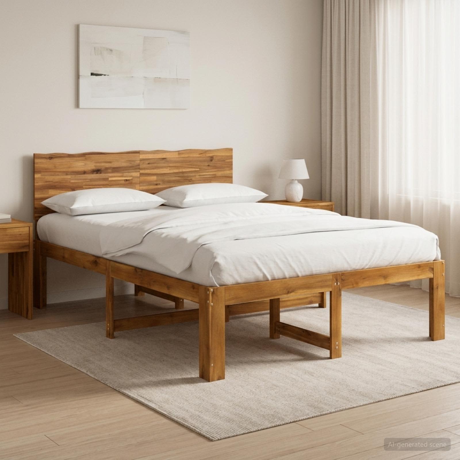 Διπλό Κρεβάτι με Κεφαλάρι ROSTOCK Φυσικό 160 x 200 cm - Pakobazaar