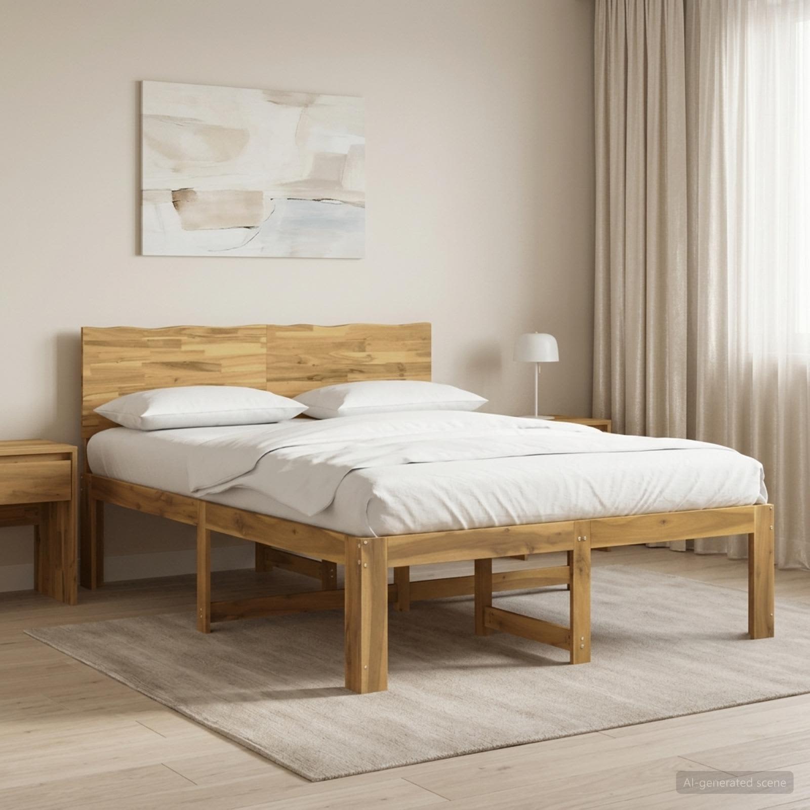 Διπλό Κρεβάτι με Κεφαλάρι ROSTOCK Λευκό 160 x 200 cm
