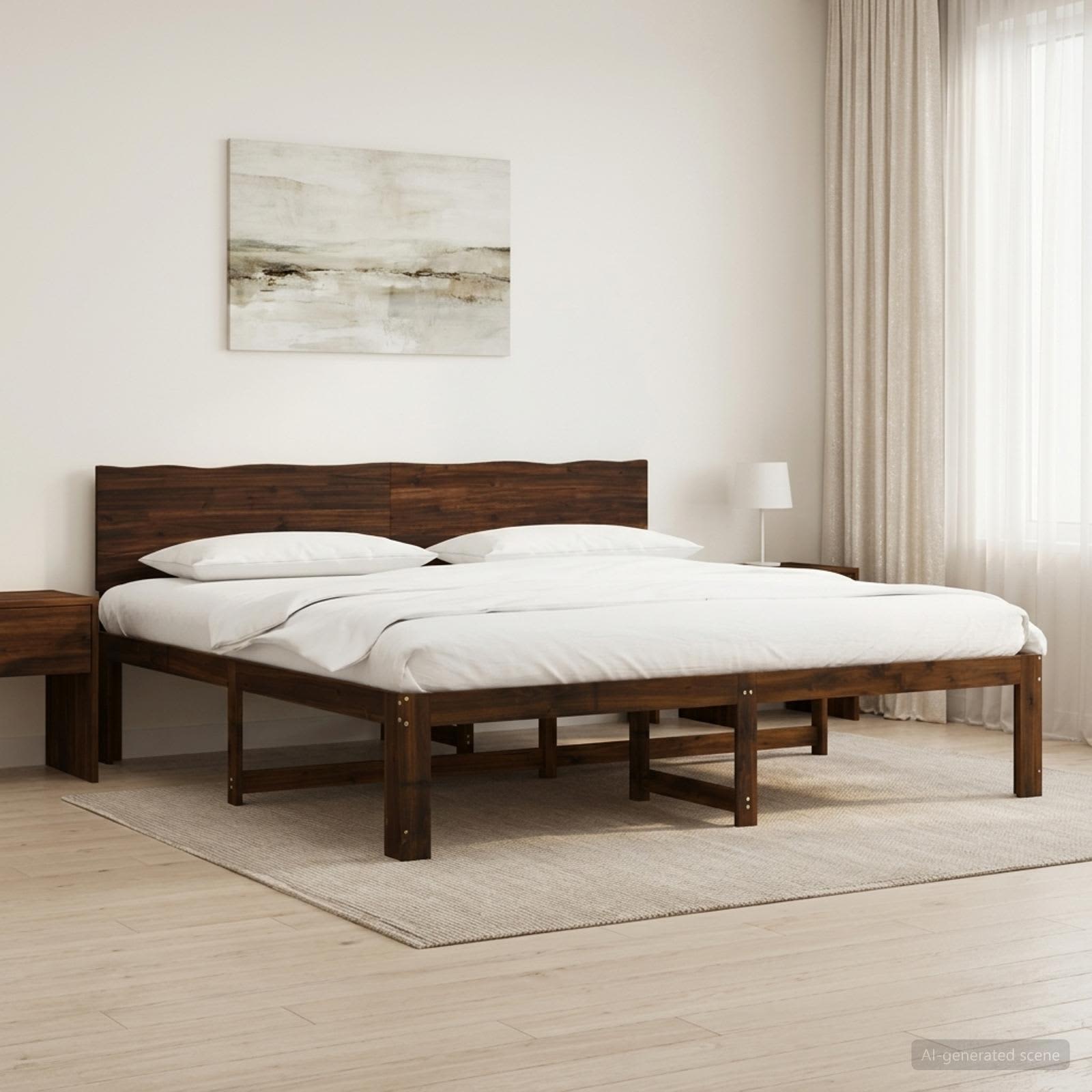 Διπλό Κρεβάτι με Κεφαλάρι ROSTOCK Σκούρο Καφέ 180 x 200 cm