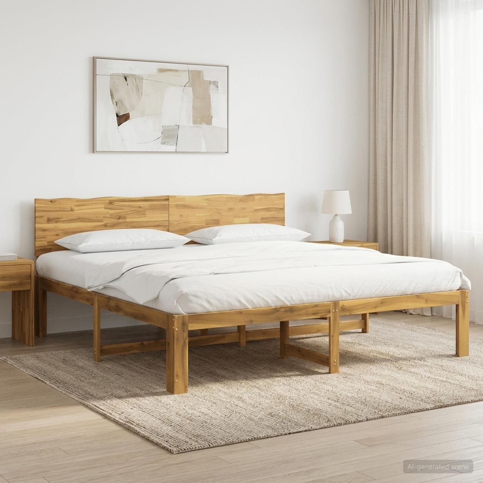 Διπλό Κρεβάτι με Κεφαλάρι ROSTOCK Λευκό 180 x 200 cm