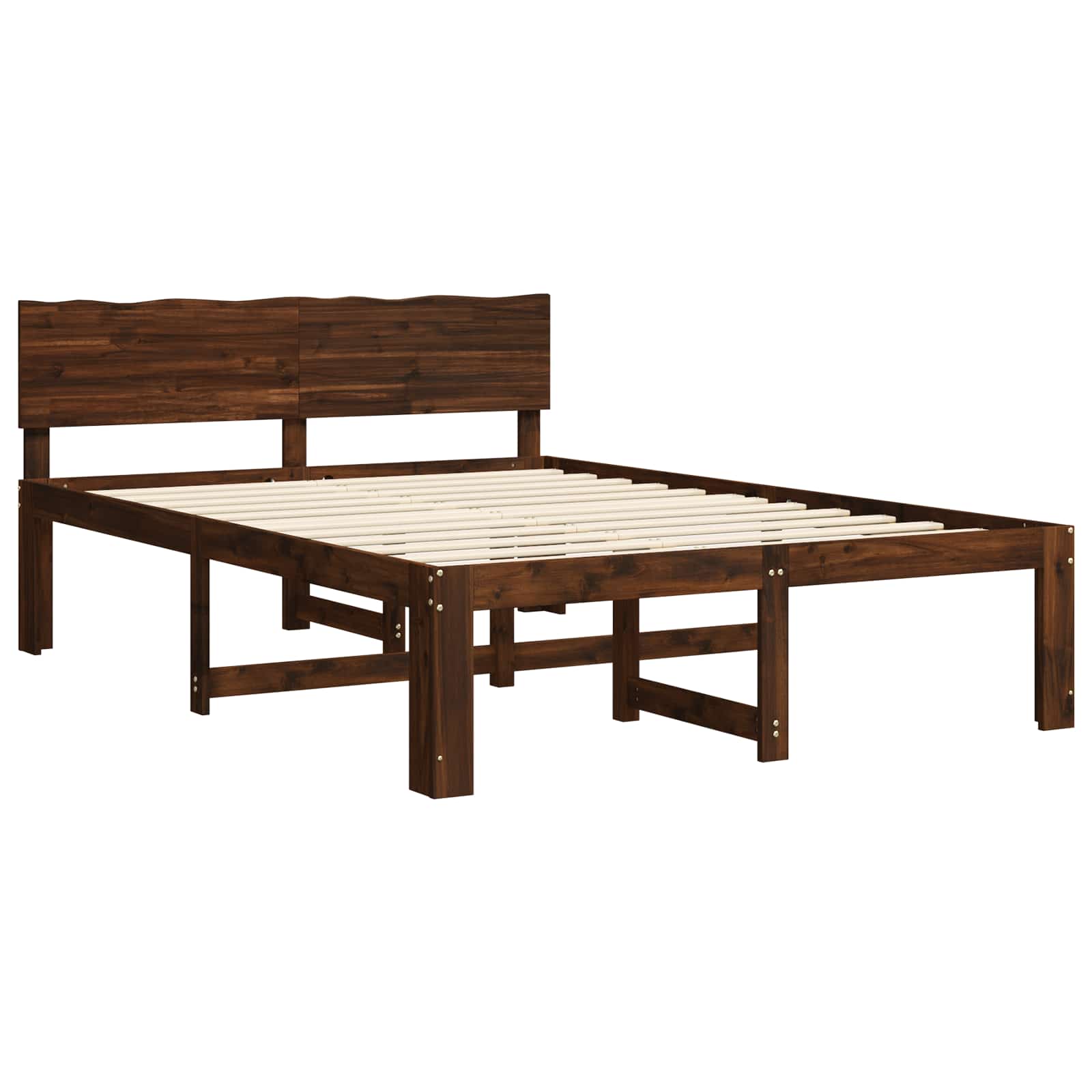 Διπλό Κρεβάτι με Κεφαλάρι ROSTOCK Σκούρο Καφέ 150 x 200 cm - Pakobazaar