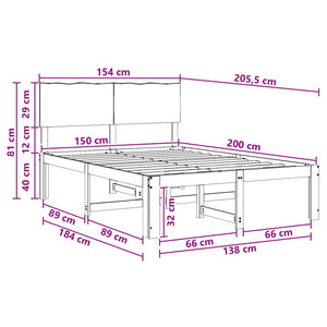 Διπλό Κρεβάτι με Κεφαλάρι ROSTOCK Σκούρο Καφέ 150 x 200 cm - Pakobazaar