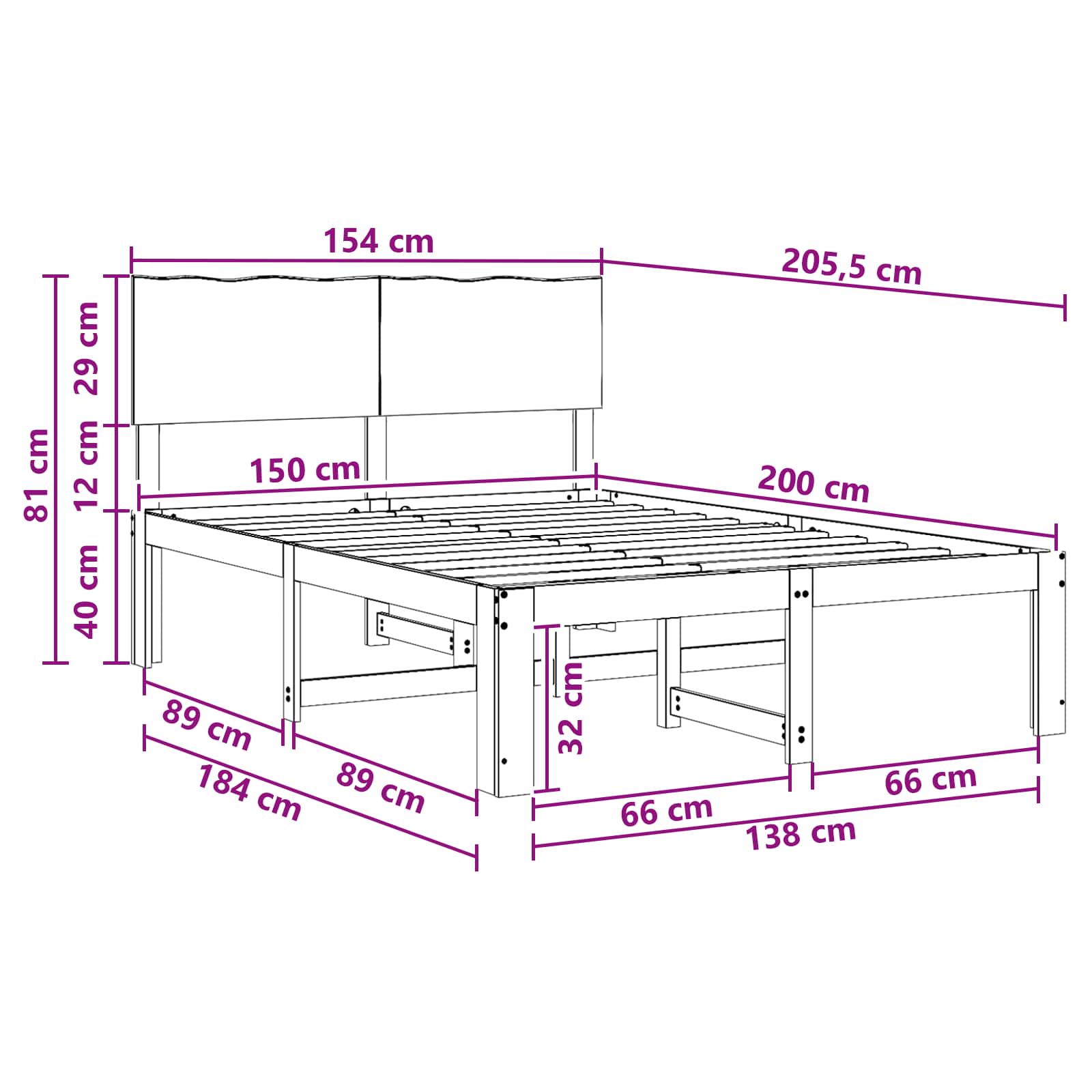 Διπλό Κρεβάτι με Κεφαλάρι ROSTOCK Φυσικό 150 x 200 cm - Pakobazaar