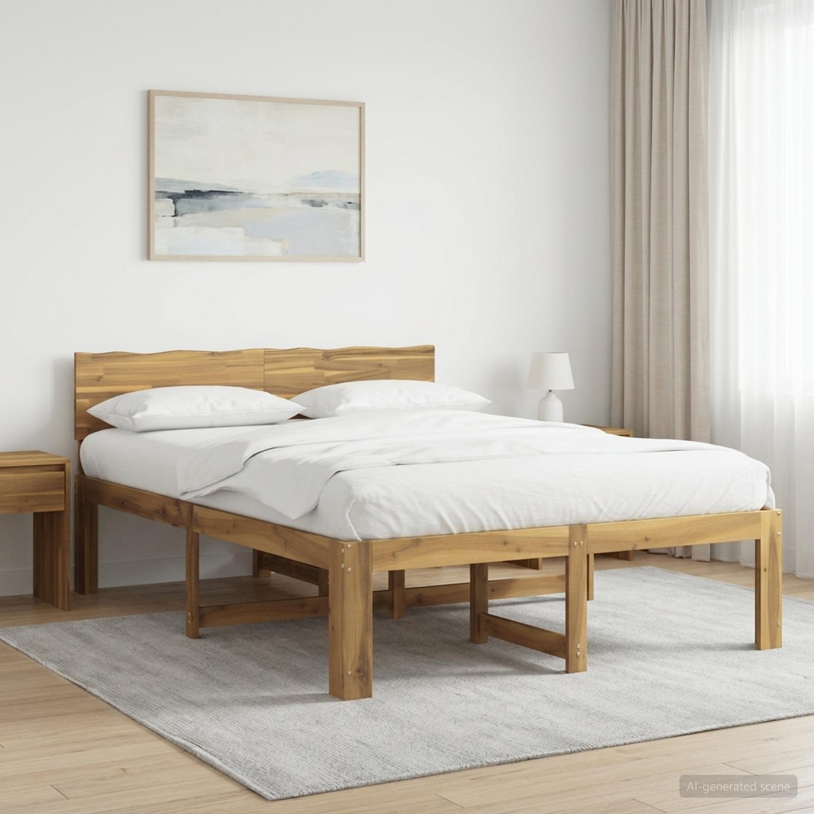 Διπλό Κρεβάτι με Κεφαλάρι ROSTOCK Λευκό 150 x 200 cm - Pakobazaar